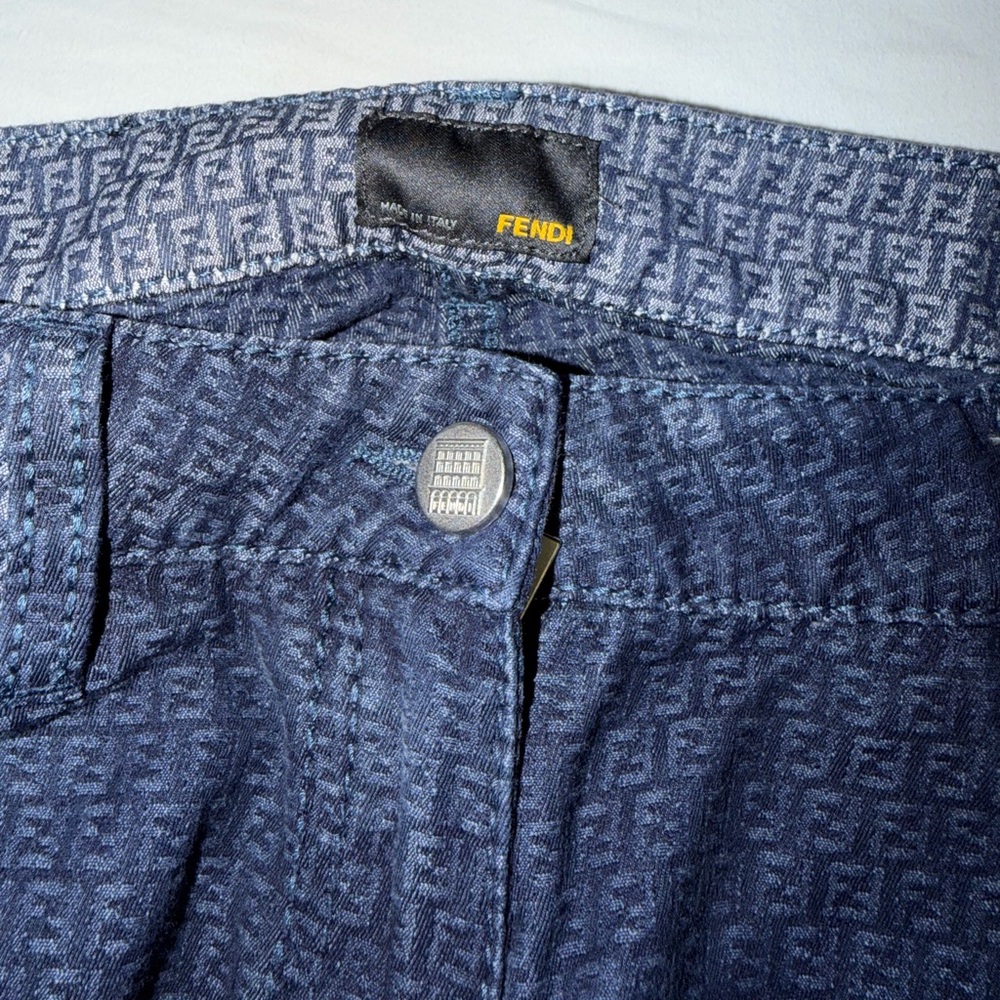 FENDI Long Jeans Blue jeans with topstitching logo print - Picture 3 of 6